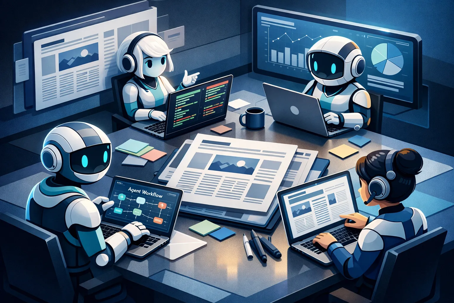 Desktop agents, automation workflow, and security controls illustration